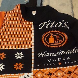 Tito's Handmade Vodka Men's Black and Orange Sweatshirt